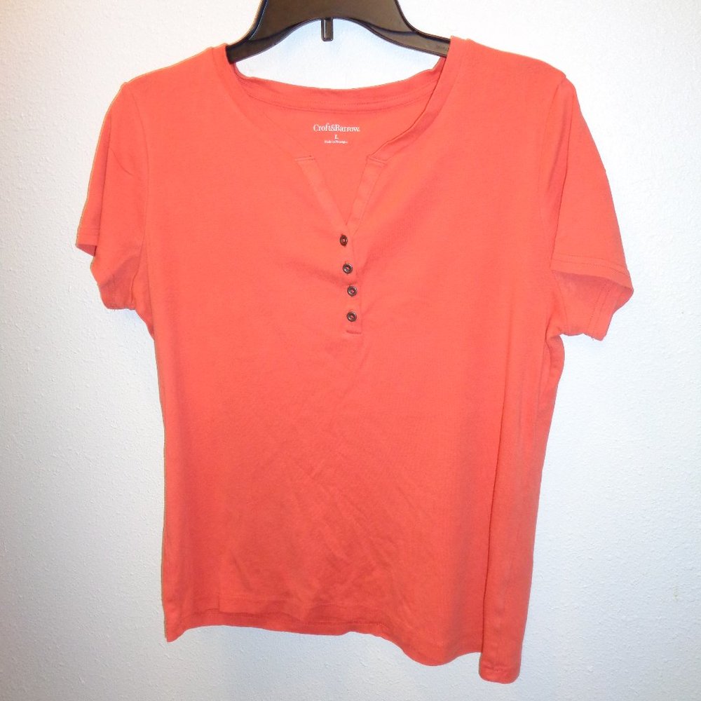 Croft & Barrow Women's Short Sleeve Shirt Size Large